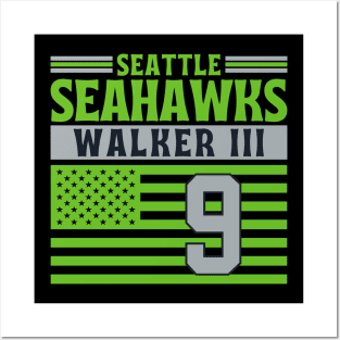 Seattle Seahawks Walker III 9 American Flag Football Posters and Art